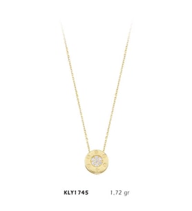14 Ayar Halkalı Taş Altın Kolye KLY1745 (Çok Renkli)