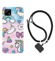 Realme C11 C21 C21Y C25Y C11 2021 Kılıf Boyun Askılı Silikon Unicorn Mektup 1800