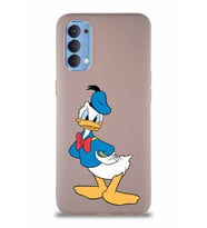 Oppo Reno 4 Soft Premier Kapak Donald Duck-D Tasarımlı Silikon Kılıf - Pudra (Şeffaf)