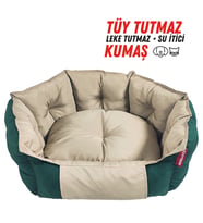 XPERMATE Biscuit Kedi Yatağı ve Köpek Yatağı  Köpek Yatağı Su İtici Kumaş 60x55x28 Lacivert Turuncu (Yeşil-Bej)