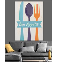 Bon Appetit Mutfak Çatalı Dekoratif Kanvas - Mdf Ahşap Tablo