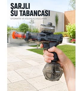 Otomatik Su Tabancası Şarjlı Led Işıklı Basınçlı Su Püskürtmeli Oyuncak