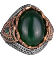 Gerçek Doğal Taş El Yapımı Yüzük - 925 Ayar Gümüş Şık Yüzük (Jade)