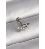 316L Çelik Gümüş Renk Dal Model Zirkon Taş Detaylı Tragus Piercing TJ-PR1343