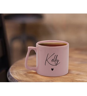BK Gift Kişiye Özel İsimli Pastel Pembe Middle Kupa Bardak, Arkadaşa Hediye, Ev Hediyesi, Doğum Günü Hediyesi, Ofis Hediyesi-3