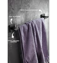 Siyah Uzun Havluluk Dayanıklı Zamak Metal Banyo Havlu Askısı