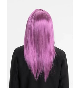 Rose Pembe Renk Düz Kesim Uzun Parti Peruğu Takma Saç