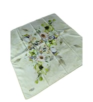Emilya Rayon Çiçek Desenli Şal Eşarp 90x90 cm (Yeşil)