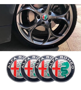 ALFA ROMEO LOGOLU 4 ADET 56MM JANT GÖBEK STICKER (LACİVERT-GÜMÜŞ)