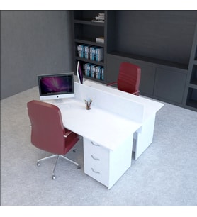 VENA Nil Workstation İkili Çalışma Masa 158cm x 140cm x 115h (Beyaz)