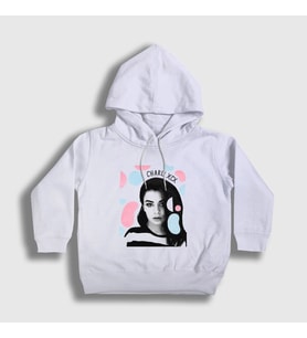 Presmono Unisex Çocuk Beyaz Spots Charli Xcx Kapüşonlu Sweatshirt 482252tt