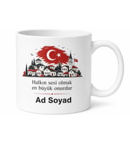 İsme Özel Muhtar Yazılı Kupa Bardak Hediye Özel Tasarım Baskılı Kupa