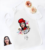 BK Gift Kişiye Özel Karikatürlü Anneler Günü Tasarımlı Beyaz Mutfak Önlüğü, Aşçı Önlüğü, Şef Önlüğü, Anneye Hediye-9