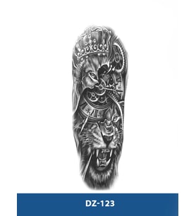 DZ-123 KRAL ASLAN VE SAAT DESEN GEÇİCİ KOL DÖVMESİ-TATTO