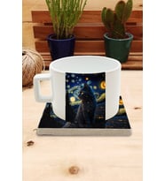 Kediler ve Sanat/Van Gogh Yıldızlı Gece The Starry Night Set 4 - Fincan Kupa-Taş Bardak Altlığı 8