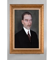 Altın Varaklı Paspartulu Çerçeveli Atatürk Tablo sd740