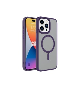 Apple iPhone 15 Pro Max Uyumlu Kılıf Mat Arka Yüzey Wireless Şarj Özellikli Zore Flet M-safe Kapak (Koyu Mor)