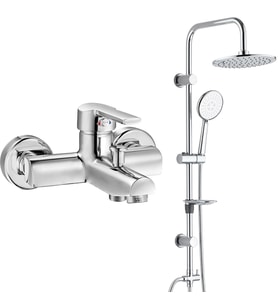 ECA Delta Banyo Bataryası+T-MAY Banyo Bostan Oval Tepe Duş Takımı Seti Paslanmaz (Krom)