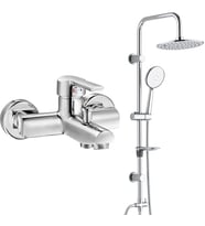 ECA Delta Banyo Bataryası+T-MAY Banyo Bostan Oval Tepe Duş Takımı Seti Paslanmaz (Krom)
