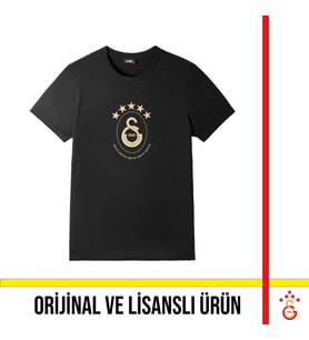 Galatasaray Lisanslı 2025 Logolu Şampiyonluk Siyah T-Shirt