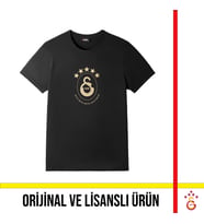Galatasaray Lisanslı 2025 Logolu Şampiyonluk Siyah T-Shirt