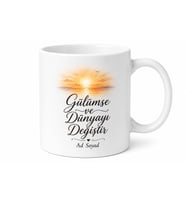 Gülümse Ve Dünyayı Değiştir Pozitif Düşünce Sabah Kahvesi Kupa Bardak Hediye