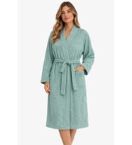 Kimono Yaka Unisex Pamuklu Tek Kişilik Bornoz Yeşil
