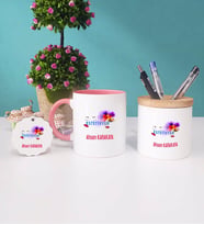 Estetisyen Kupa Bardak Pembe Kalemlik ve Anahtarlık