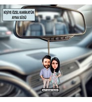Sevgiliye Özel Karikatür Ayna Süsü – Sevgililer Günü Hediyesi Araç İçi Süs