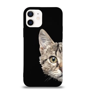 Apple iPhone 12 Mini Uyumlu Lansman Kılıf Catface Tasarımlı Altı Kapalı İçi Kadife Kaplı  Kapak (Şeffaf)