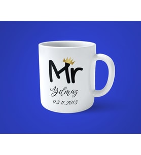 Mr & Mrs Sevgililer Eşlere Özel 2'li İsimli Tarihli Kupa Bardak