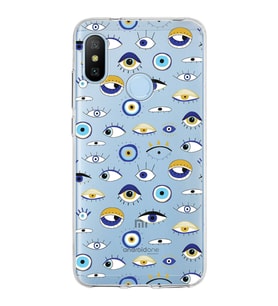 PrintiFy Xiaomi Mi A2 Lite ile Uyumlu Nazar Boncuğu 2 Baskılı Kamera Korumalı Şeffaf Silikon Kılıf