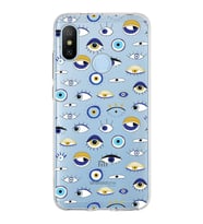 PrintiFy Xiaomi Mi A2 Lite ile Uyumlu Nazar Boncuğu 2 Baskılı Kamera Korumalı Şeffaf Silikon Kılıf