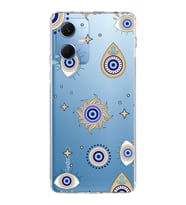 PrintiFy Xiaomi Redmi Note 12 5G ile Uyumlu 1mm Slim Fit Nazar Boncuğu 5 Baskılı Şeffaf  Kılıf