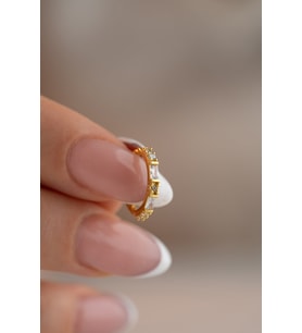 925 Ayar Gümüş Gold Kaplama Baget Taşlı Kıkırdak Küpe