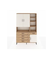 Arges Dolap 8 Raflı 5 Çekmeceli 3 Kapaklı 132x30x195 Çam-Aytaşı/Çam