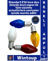 #Ampulü Kalite Tasarruflu Dekoratif Küçük İnce Duy Ambiyans 7W E14 Duy Renkli Gece Lambası Ampulü