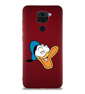 Xiaomi Redmi Note 9 Soft Premier Kapak Donald Duck-E Tasarımlı Silikon Kılıf - Mürdüm (Şeffaf)
