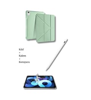 iPad A16 11. Nesil ve 10. Nesil A3355 A2757 Uyumlu Tablet Kılıfı Tablet Kalemi Ekran Koruyucu Set (Açık Yeşil)