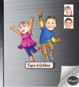 Kişiye Özel Çocuk Arkadaş Ahşap Magnet -1