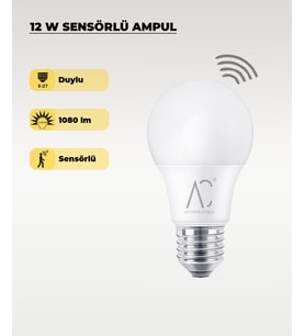12W Sensörlü LED Ampul 6500K Beyaz Işık – Hareket Algılayan Akıllı Ampul