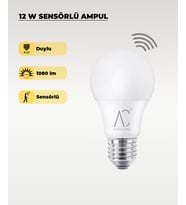 12W Sensörlü LED Ampul 6500K Beyaz Işık – Hareket Algılayan Akıllı Ampul