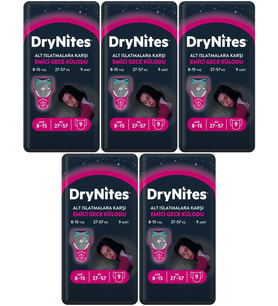 Drynites Emici Gece Külodu/Külot Bez Kız 8-13 Yaş 30-48KG Large 45 Adet 5PK*9 Alt Islatmalara Karşı