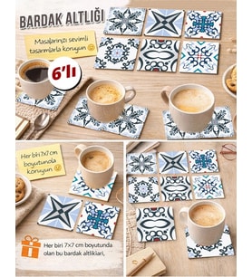 Dekoratif Desenler 18 7x7 – 6’lı Set Dekoratif Kare Tasarım