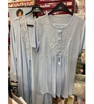 NEHİR 2036  Mavi Hamile Lohusa 3Lü Pijama Sabahlık Takım