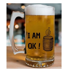 I Am Ok! Tasarımlı Arjantin Bira Bardağı Kulplu Bardak