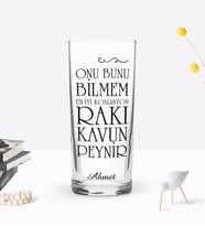 BK Gift Kişiye Özel Renkli Baskılı Onu Bunu Bilmem Tasarımlı Rakı Bardağı-1 (Beyaz)