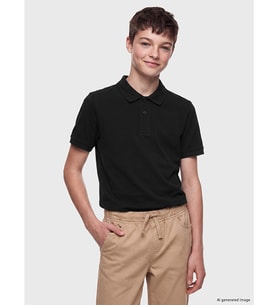 LCW Kids Siyah Polo Yaka Erkek Çocuk Tişört