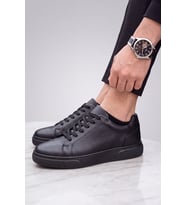 Asterio %100 Hakiki Deri Sararmayan Faylon Taban Sneaker Klasik Siyah Beyaz Ayakkabı