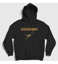 Presmono Unisex Siyah Gold Logo Scorpions Kapüşonlu Sweatshirt 109150tt